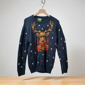 Party Sweater‎ Men's Large Novelty Reindeer Snowflake Ugly Christmas Sweater